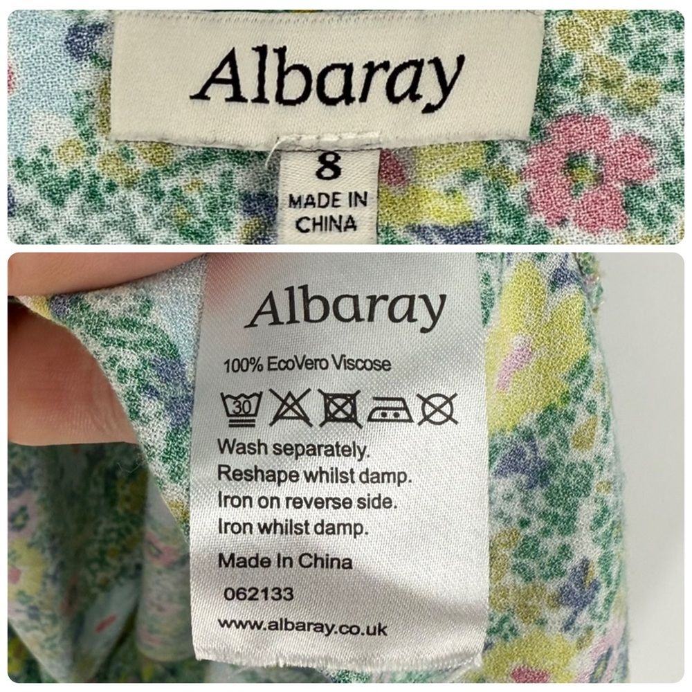 Albaray Dotty Daisy Print Midi Dress In Green/Multi | Size 4 — image 7 of 8